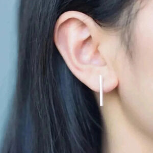 Silver Bar Simple Stud Earrings Brand New